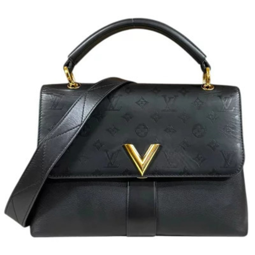 Louis Vuitton Monogram Shadow Black Very Shoulder Bag Leather Black